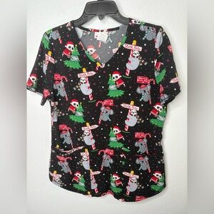 Scrubstar Small Christmas Scrub Top with Sloths & Koalas